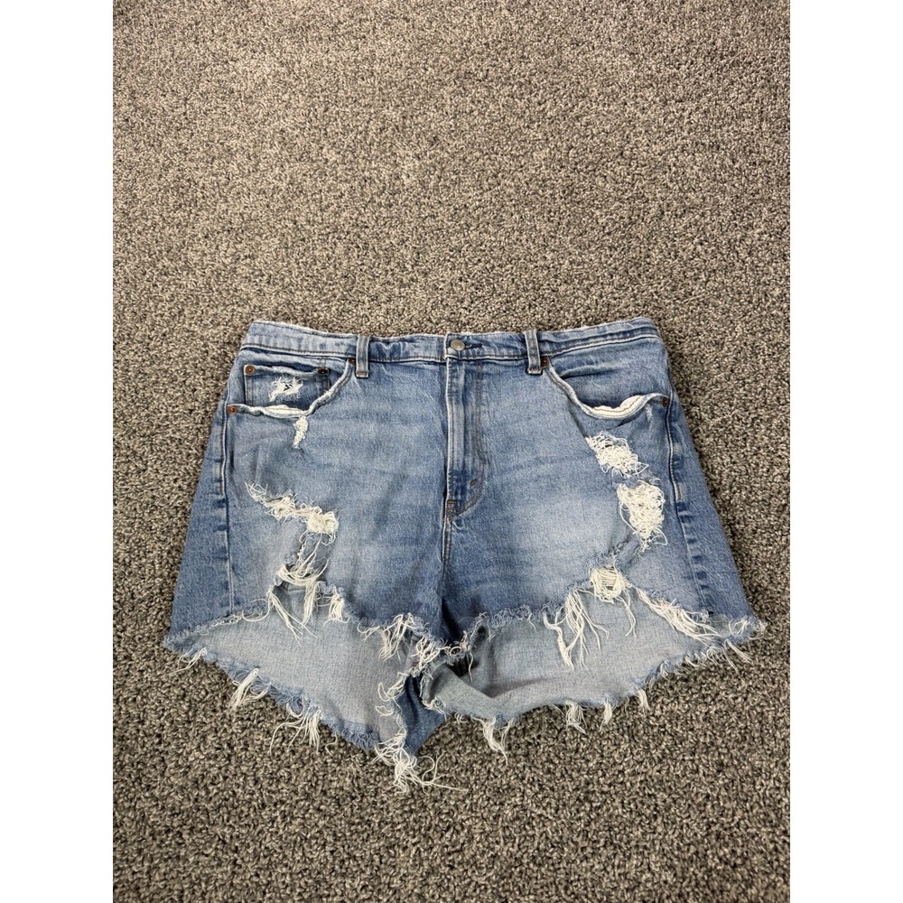 Abercrombie & Fitch The Mom High Rise Denim Jean Shorts Women's Size 16 Blue